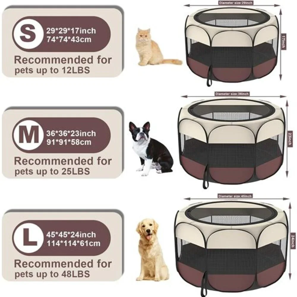 Portable Foldable PetDog Cat Playpen & Puppy playpen Pet Tent with Carrying Case